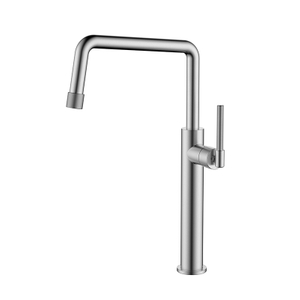 UPC stainless steel satin vessel basin faucet with knurling handle
