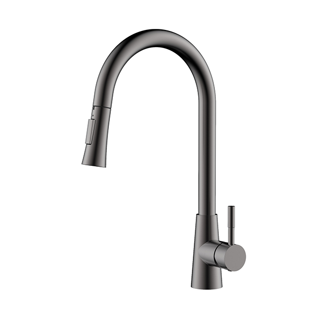 Gun Metal Stainless Steel Pull Out Kitchen Tap