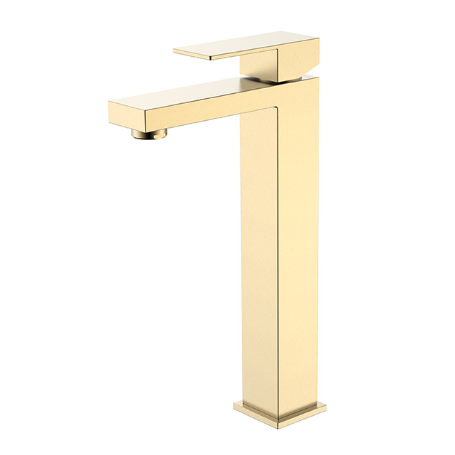Brushed gold stainless steel vessel sink faucet