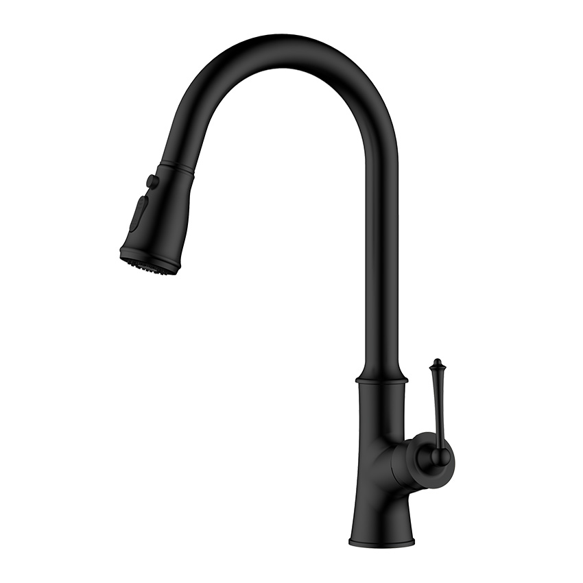 Stainless steel classic matte black pull down kitchen sink faucet