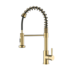 Commercial stainless steel brushed gold pull down kitchen faucet