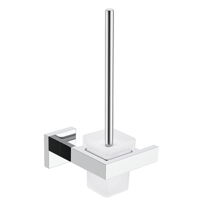 Wall mounted chrome toilet brush and holder set