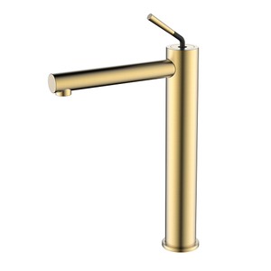 Stainless steel single lever brushed gold vessel basin faucet