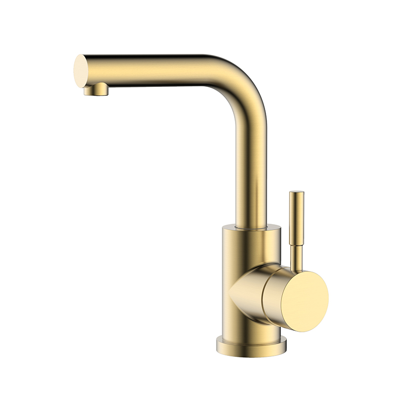 Stainless steel single handle brushed gold wet bar sink faucet