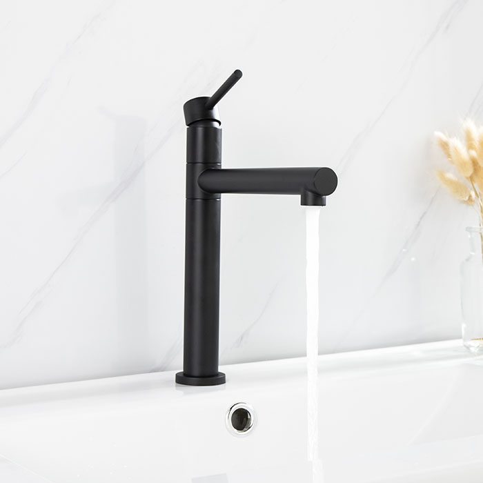 Matte black stainless steel swivel vessel sink faucet