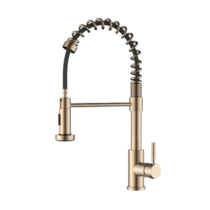 Commercial stainless steel rose gold pull down kitchen faucet