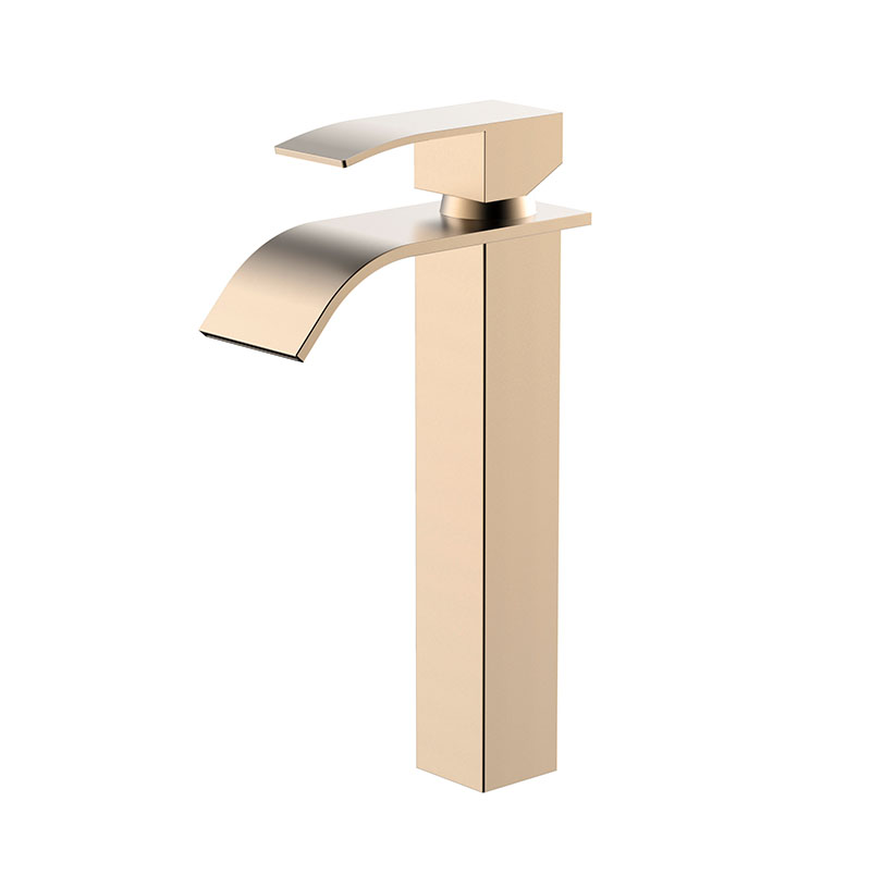 SUS304 rose gold bathroom tall vessel bowl waterfall sink faucet