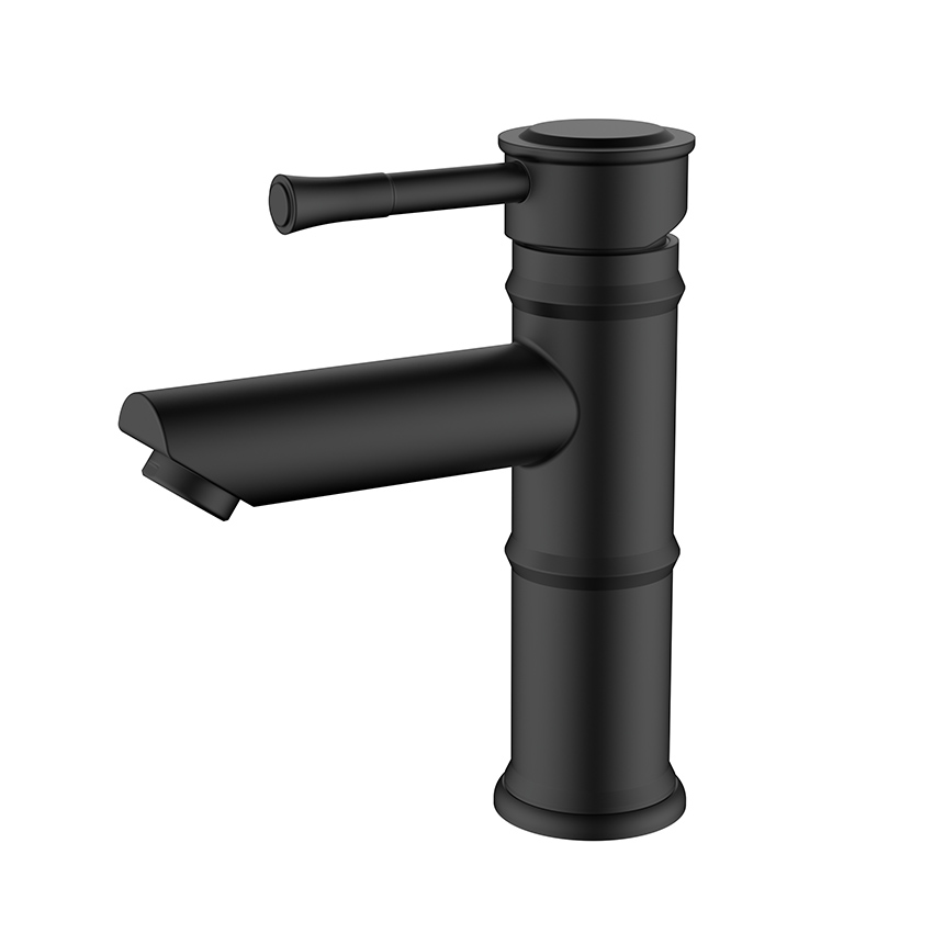 Stainless steel bamboo style matte black bathroom faucet