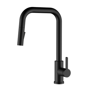 U shape stainless steel matte black pull down kitchen faucet with UPC certification