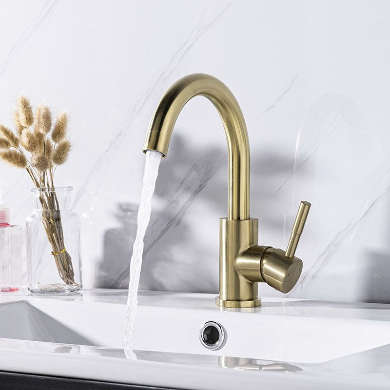 Modern single hole small brushed gold prep bar sink faucet