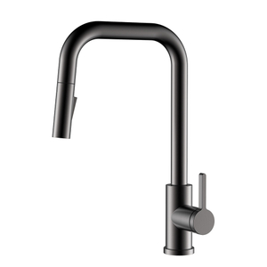 U shape stainless steel gunmetal pull down kitchen faucet with UPC certification